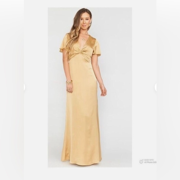 Show Me Your MuMu Size X Small Gold‎ Luxe Satin Rome Twist Gown - Picture 1 of 12